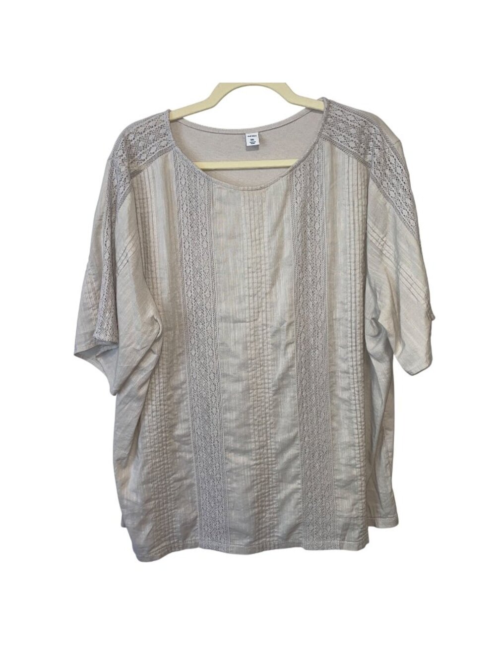 Old Navy Womens Beige Lace Shoulder Top XXL Cotton Rayon Blend